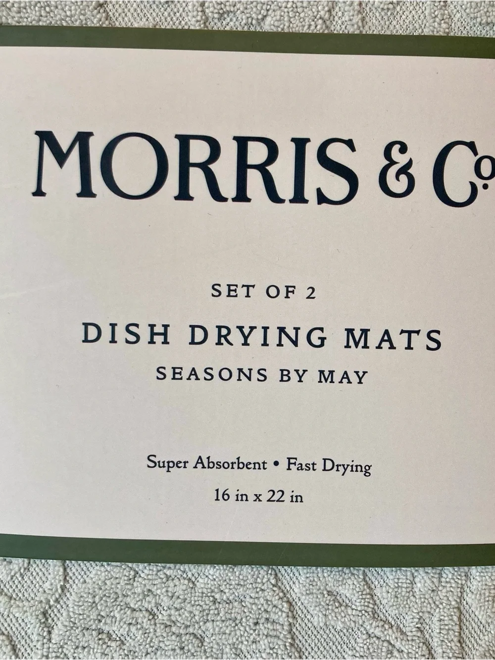 NWT Morris & Co. Dish Drying Mats - Light Gray Floral Set of 2